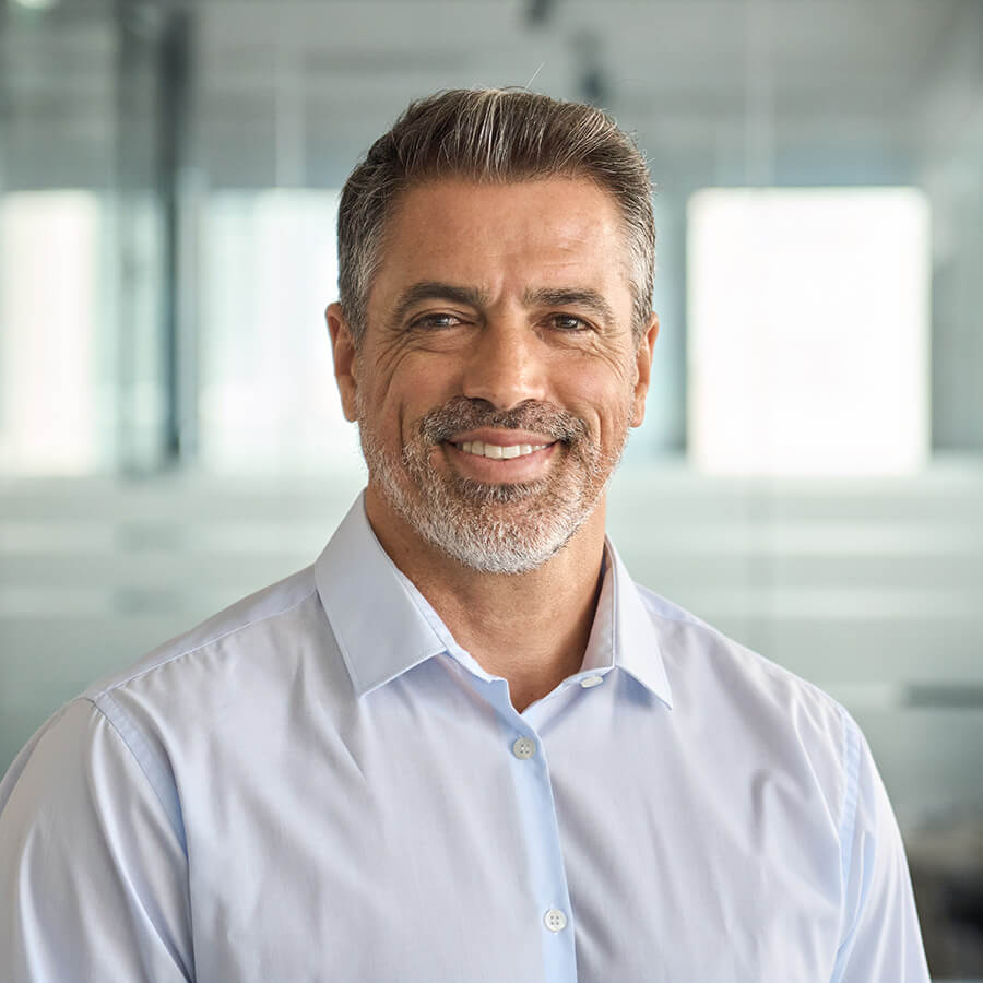 Man in a blue button up shirt
