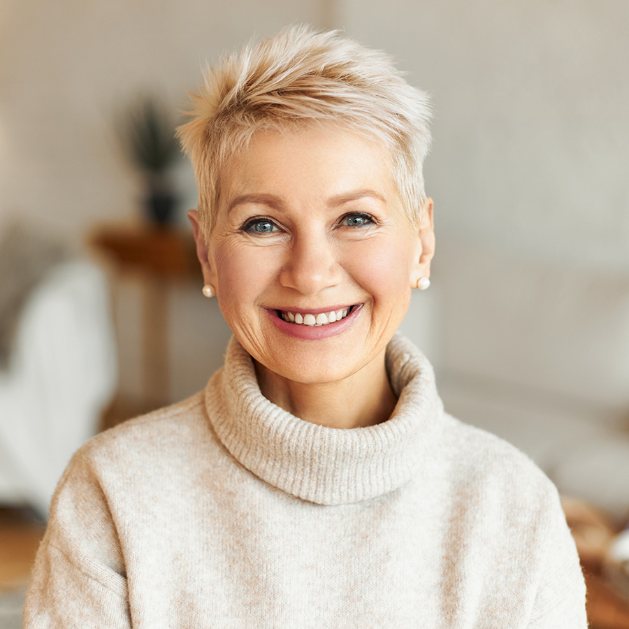 Mature woman in a turtle neck
